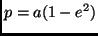 $ p = a(1 - e^{2}) $