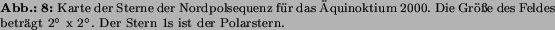 \begin{figure}
% latex2html id marker 640
\unitlength1cm
\begin{picture}(12,1...
...ml agt $2^{\circ}$~x~$2^{\circ}$. Der Stern 1s ist der Polarstern.
\end{figure}