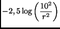 $\displaystyle -2,5\log \left(\frac{10^2}{r^2}\right)$
