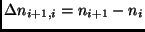 $\Delta n_{i+1,i}=n_{i+1} - n_i$