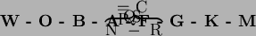 \begin{picture}(15,3.2)
\put(2.3,0){\large Q}
\put(8.2,0){\large S}
\put(2.8,...
...arbox[c]{1.3cm}{\large \ \ = C \\
$\overbrace{\rm N \ - \ R}$}}}
\end{picture}
