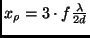 $x_\rho = 3 \cdot f \frac{\lambda}{2d}$