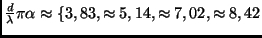 $\frac{d}{\lambda} \pi \alpha \approx \{
3,83, \approx 5,14, \approx 7,02, \approx 8,42$