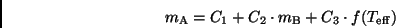\begin{displaymath}
m_{\rm A} =C_1 + C_2 \cdot m_{\rm B} + C_3 \cdot f(T_{\rm eff})
\end{displaymath}