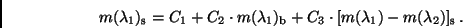 \begin{displaymath}
m(\lambda_1)_{\rm s} =C_1 + C_2 \cdot m(\lambda_1)_{\rm b}
+ C_3 \cdot [m(\lambda_1) - m(\lambda_2)]_{\rm s} \, .
\end{displaymath}